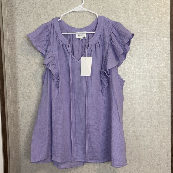 Lavender Ruffle Sleeve Top - Picture 3 of 6